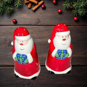 Sapota Vintage Ceramic Santa Christmas Salt & Pepper Shakers 4” RARE